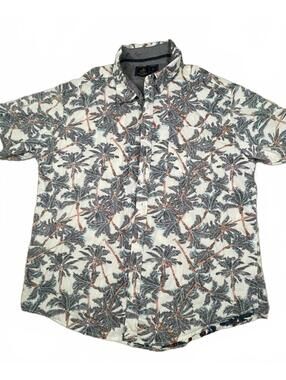 Rugby Men's Button-Up Shirt with Palm Tree Print, Size 2X